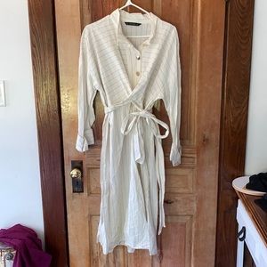 XL Zara Basic midi-dress with belt-tie